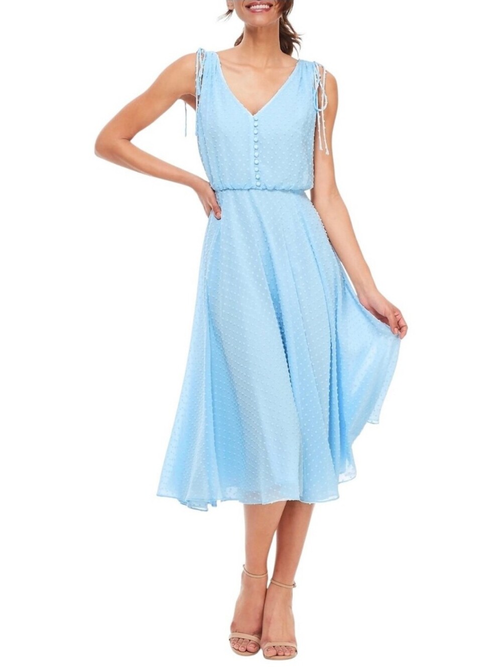 Gal Meets Glam Blue Swiss Dot Hillary Sleeveless Tank Dress Women's Size 16